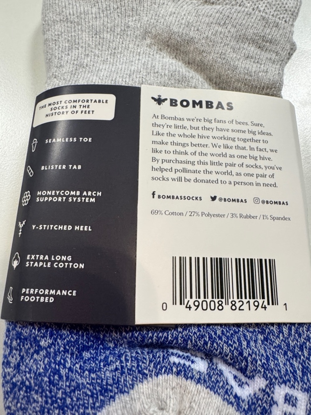 Bombas NWT 4 pair Original Unisex Ankle Socks Color: Black/Grey/Blue SZ: Medium - Picture 3 of 7